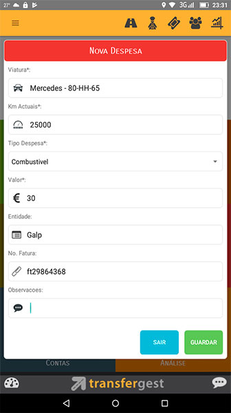 Aplicação gestão de despesas